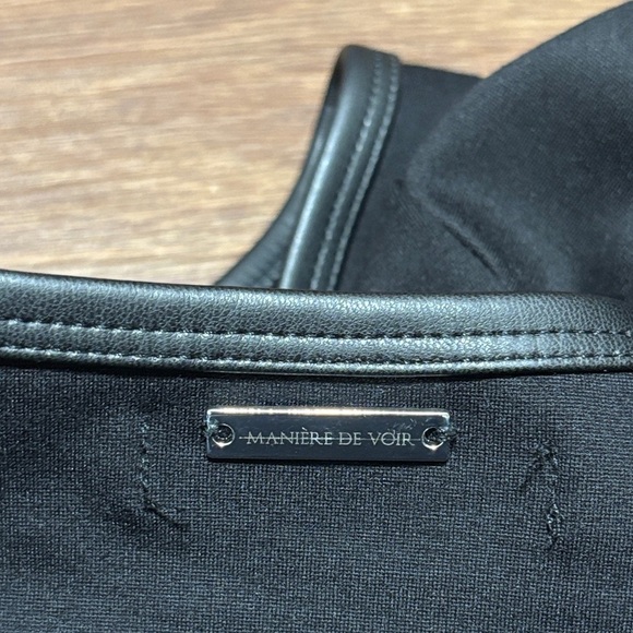 NWT Maniere De Voir Black Cut-Out Faux Leather Crop Top Size 6 - Picture 5 of 6